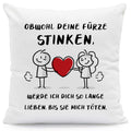 Bedrucktes Kissen mit Motiv Deine Fürze stinken