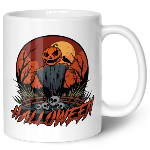 Bedruckte Tasse mit Motiv im Halloween Vogelscheuche Design