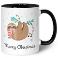 Bedruckte Tasse mit Weihnachtsmotiv im Merry Christmas Faultier Design