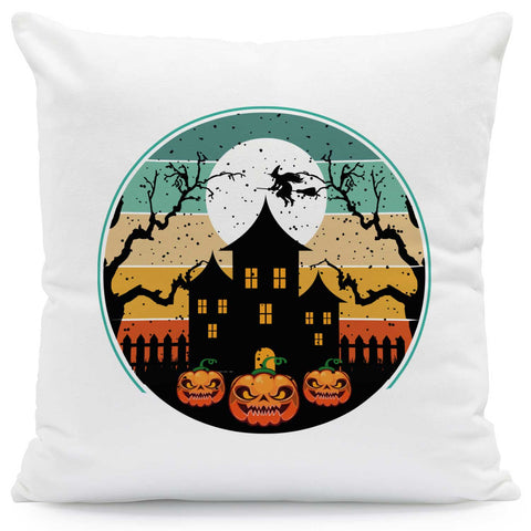 Bedrucktes Kissen mit Motiv Halloween Haus