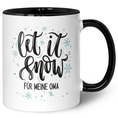 Bedruckte Tasse mit Weihnachtsmotiv im Let it Snow Design