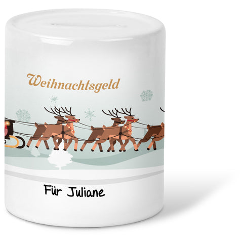 Bedruckte Spardose - Weihnachtsgeld mit Namen