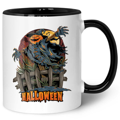 Bedruckte Tasse mit Motiv im Halloween Vogelscheuche Design