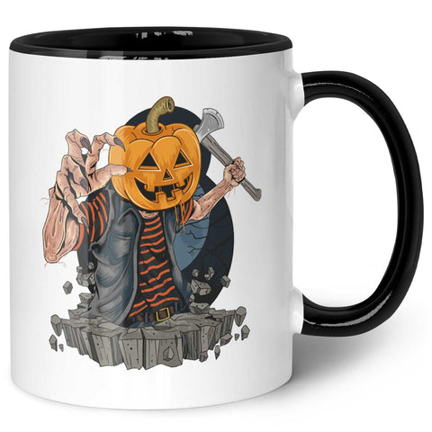 Bedruckte Tasse mit Motiv im Kürbis Zombie Design