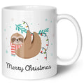 Bedruckte Tasse mit Weihnachtsmotiv im Merry Christmas Faultier Design