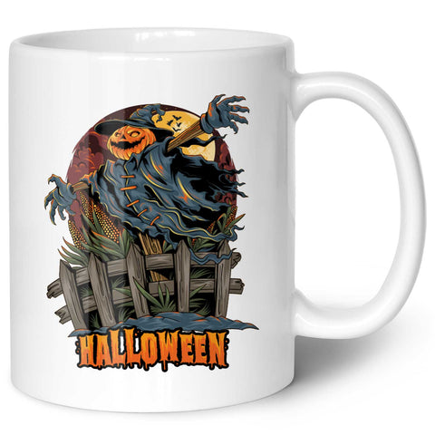 Bedruckte Tasse mit Motiv im Halloween Vogelscheuche Design