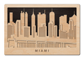 3D Wandbild aus Holz Skyline Miami 2017