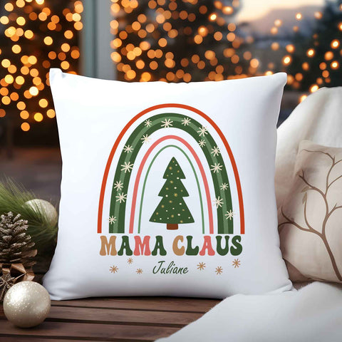 Kissen mit Weihnachtsmotiv und Name - Mama Claus - Weihnachtsdeko - Geschenke für Frauen & Männer