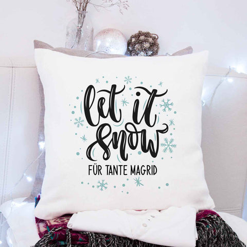 Kissen mit Weihnachtsmotiv - Personalisierbar - Let it snow - Weihnachtsdeko - Für Frauen & Männer