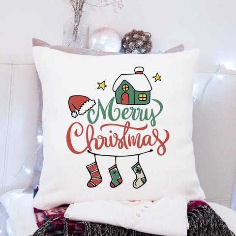 Kissen mit Weihnachtsmotiv - Merry Christmas Home - Weihnachtsdeko - Geschenke für Frauen & Männer