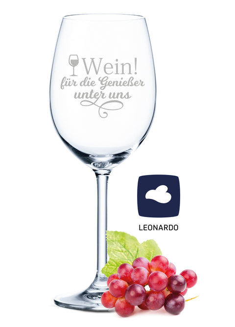 Leonardo Weinglas mit Gravur "Wein für die Genießer unter uns"