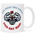 Bedruckte Tasse mit Spruch Eier hat man!