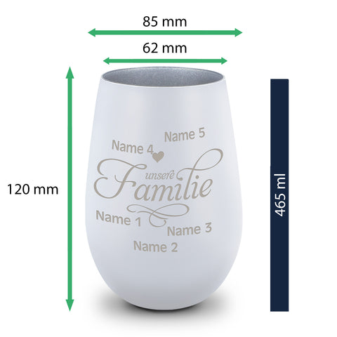 Deko Windlicht aus Glas mit Gravur - Unsere Familie - Personalisiert mit bis zu fünf Namen