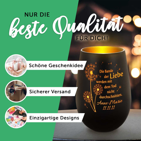 Deko Windlicht aus Glas mit Gravur - Der schönste Weg ist der gemeinsame - Personalisiert mit Namen