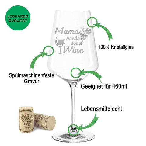 Leonardo Weinglas mit Gravur "Mama needs some Wine"