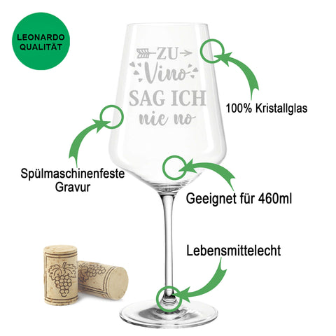 Leonardo Weinglas mit Gravur "Zu Vino sag ich nie no 2.0"