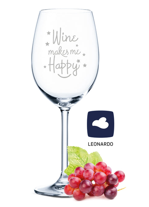 Leonardo Weinglas mit Gravur "Wine makes me Happy"