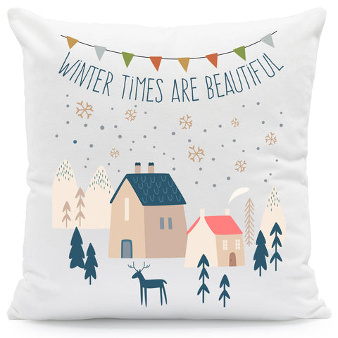 Kissen mit Weihnachtsmotiv - Winter times are beautiful  - Weihnachtsdeko - Geschenk für Sie & Ihn