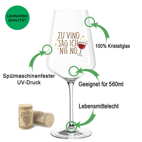 Leonardo Weinglas mit UV-Druck Zu Vino sag ich nie no