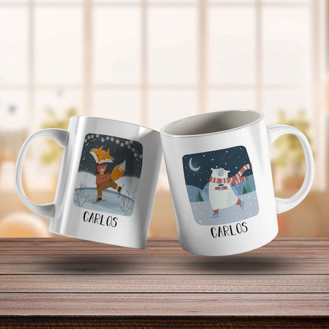 Bedruckte Tasse mit Weihnachtsmotiv - Winterfreuden mit Name