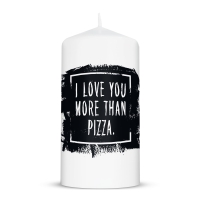 Kleine Kerze mit Spruch "I Love You more than Pizza"