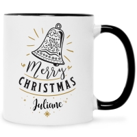 Bedruckte Tasse mit Weihnachtsmotiv im Weihnachtsglocke Design in Schwarz & Weiß