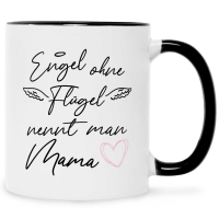 Bedruckte Tasse mit Spruch Engel ohne Flügel - Schwarz & Weiß