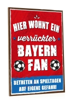 Holzschild mit Spruch - Hier wohnt ein verrückter Fußball Fan - Köln