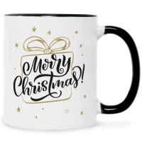 Bedruckte Tasse mit Weihnachtsmotiv im Weihnachtsgeschenk Design in Schwarz & Weiß