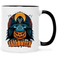 Bedruckte Tasse mit Motiv im Halloween Reaper Design in Schwarz & Weiß
