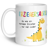 Bedruckte Tasse mit Spruch "Erziehersaurus" - Erzieher - Schwarz & Weiß